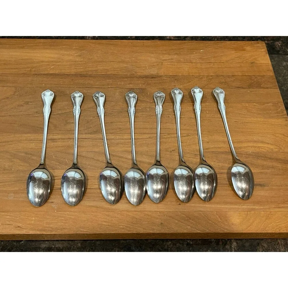 8 ONEIDA MANSFIELD long TEASPOONS
